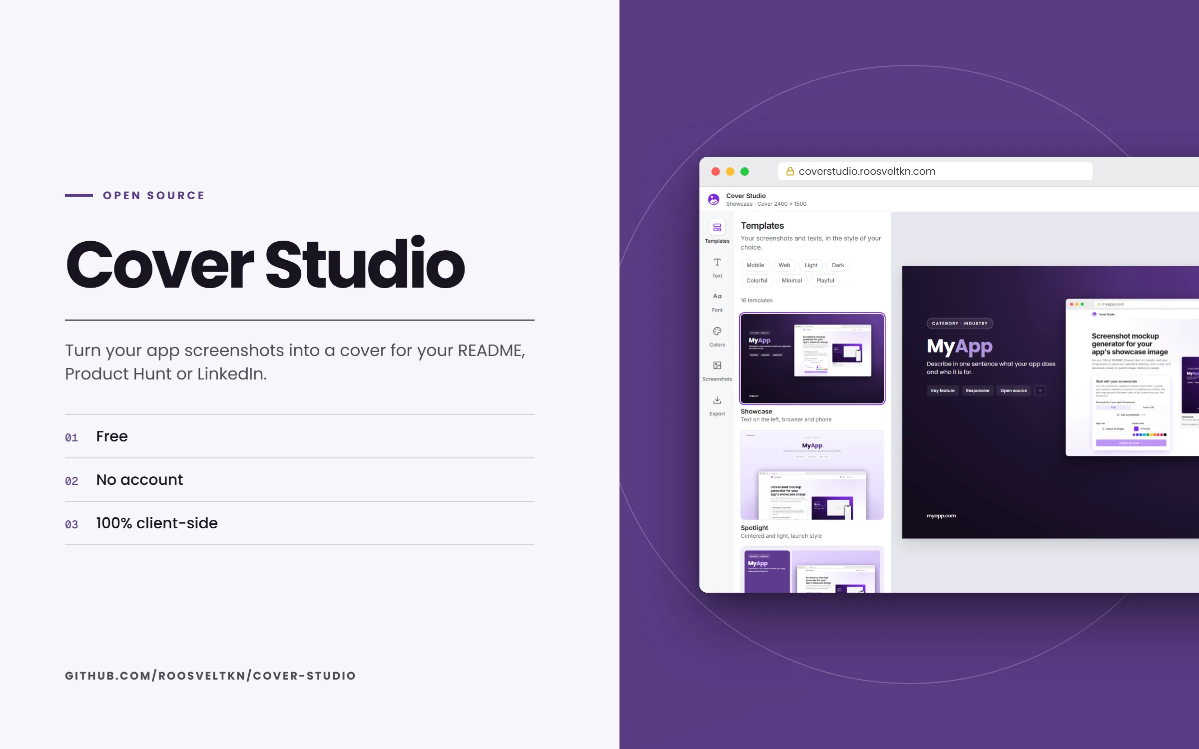 README banner with a large title on the left and a desktop screenshot on the right